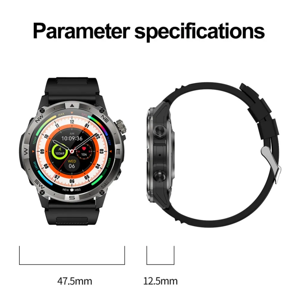 Dateoy Rugged Explorer Smart Watch – AMOLED Display, Built-in GPS,Compass Altitude, & Multidimensional Health Management, Long Battery Life