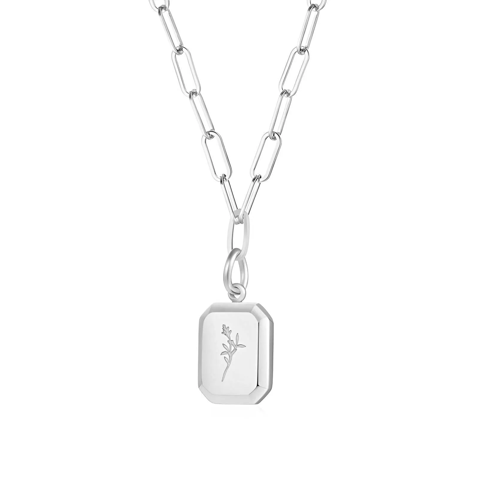 Delicate Flower Charm Necklace in Stainless Steel