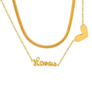 Delicate Heart Charm Necklace in 18K Gold Plated Steel