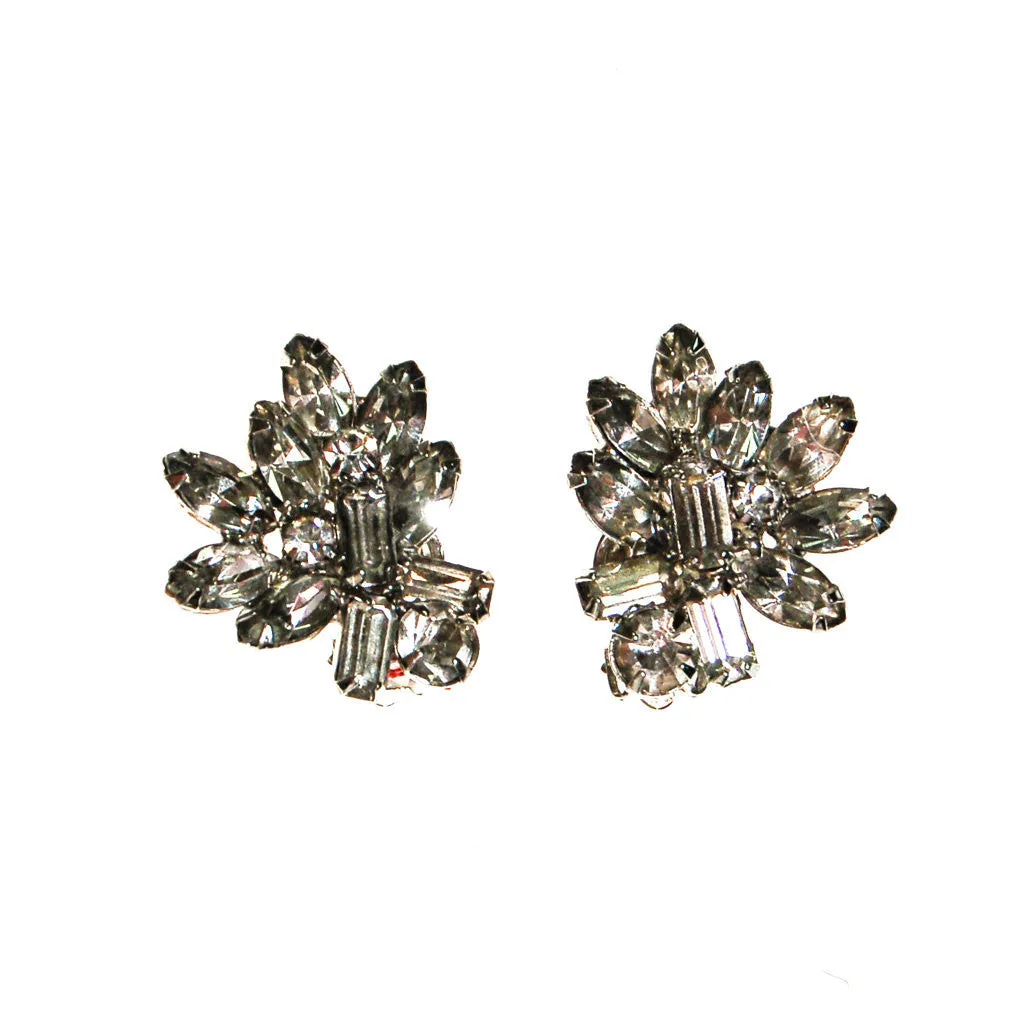 Diamante Rhinestone Cluster Earrings