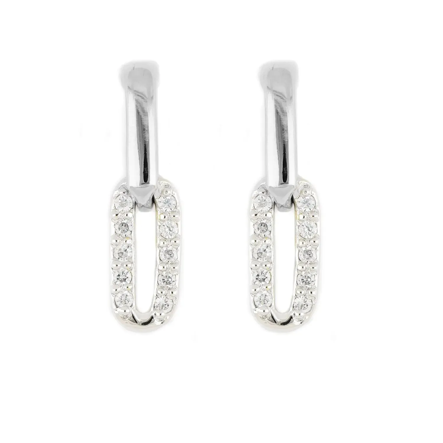 Diamante - Small Two Link Pavé Post Earrings