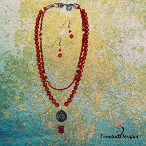 Double Strand Sponge Coral Necklace and Earrings  #19002