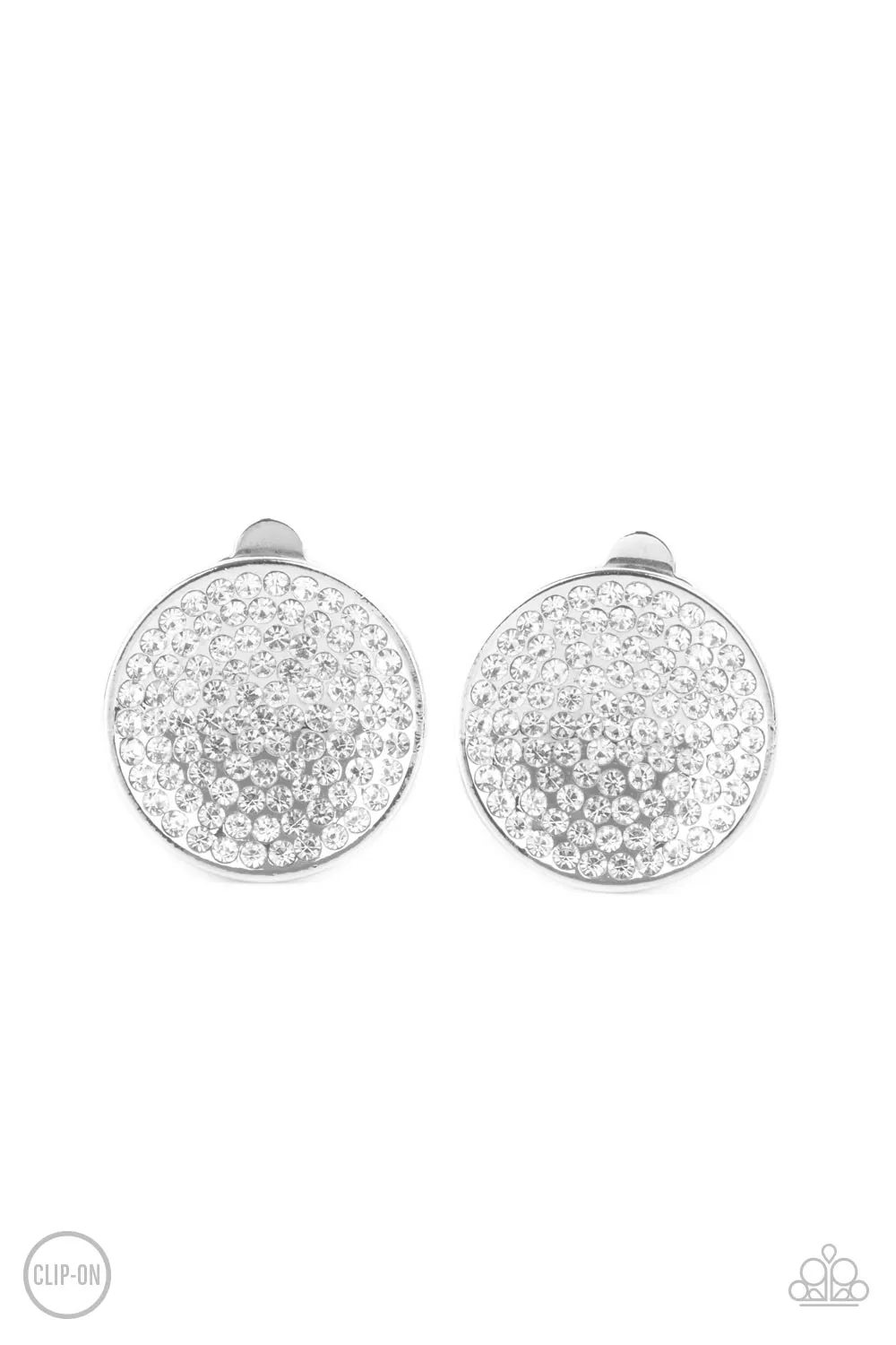 Drama on Demand - White Clip-On Earring