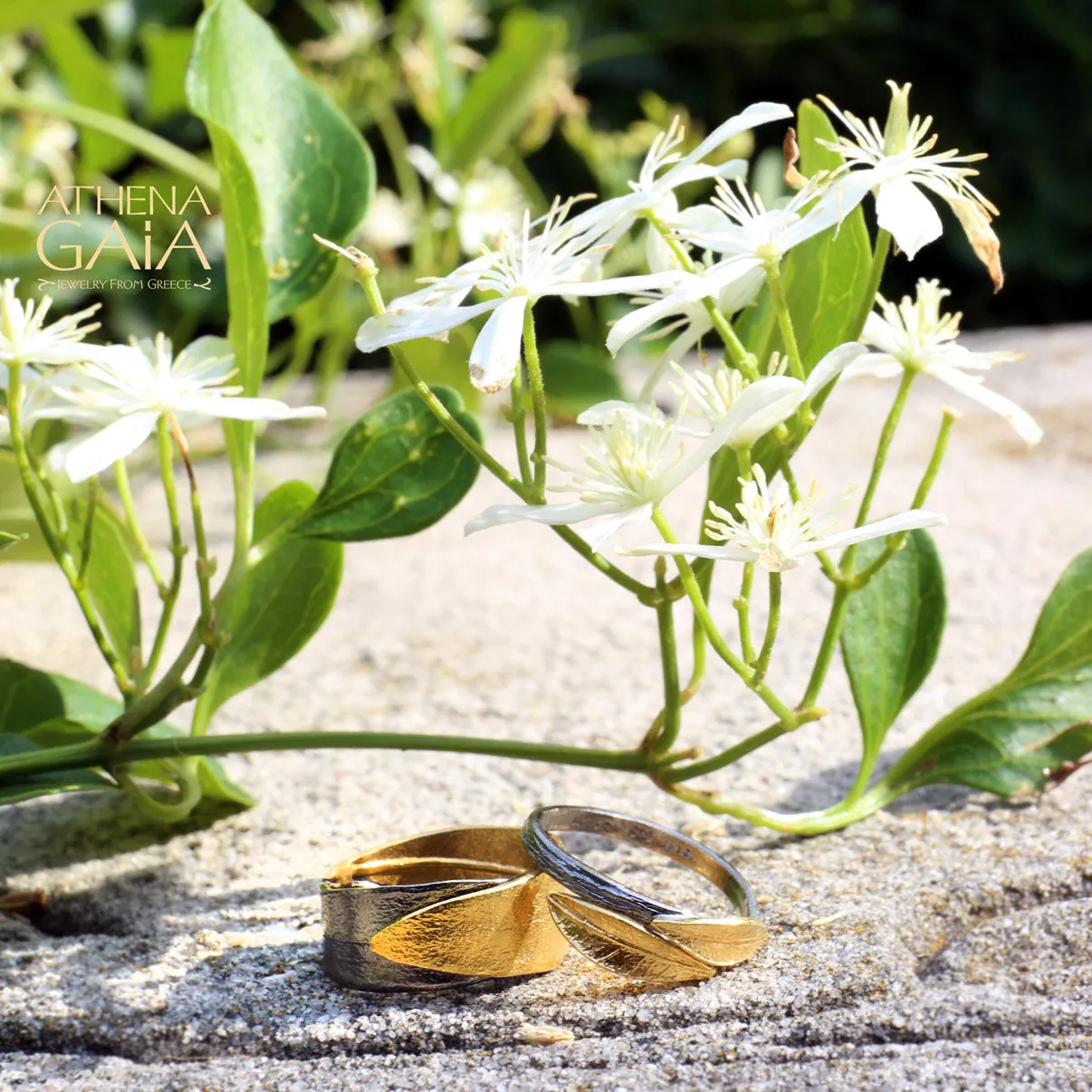 Dual Leaf Wide Band Ring