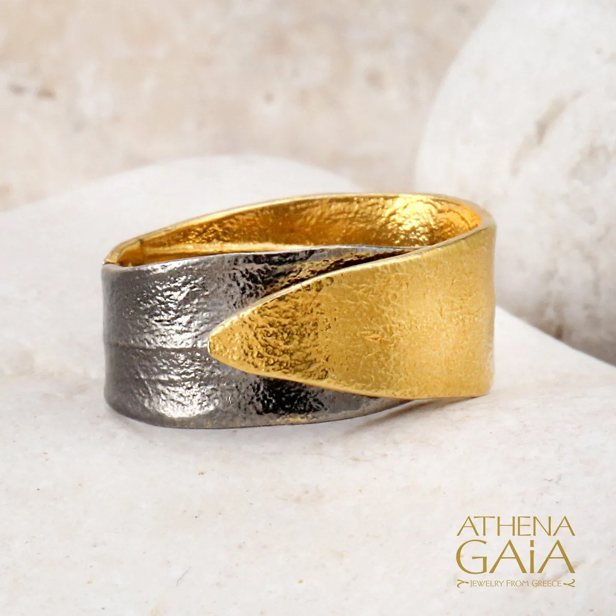 Dual Leaf Wide Band Ring