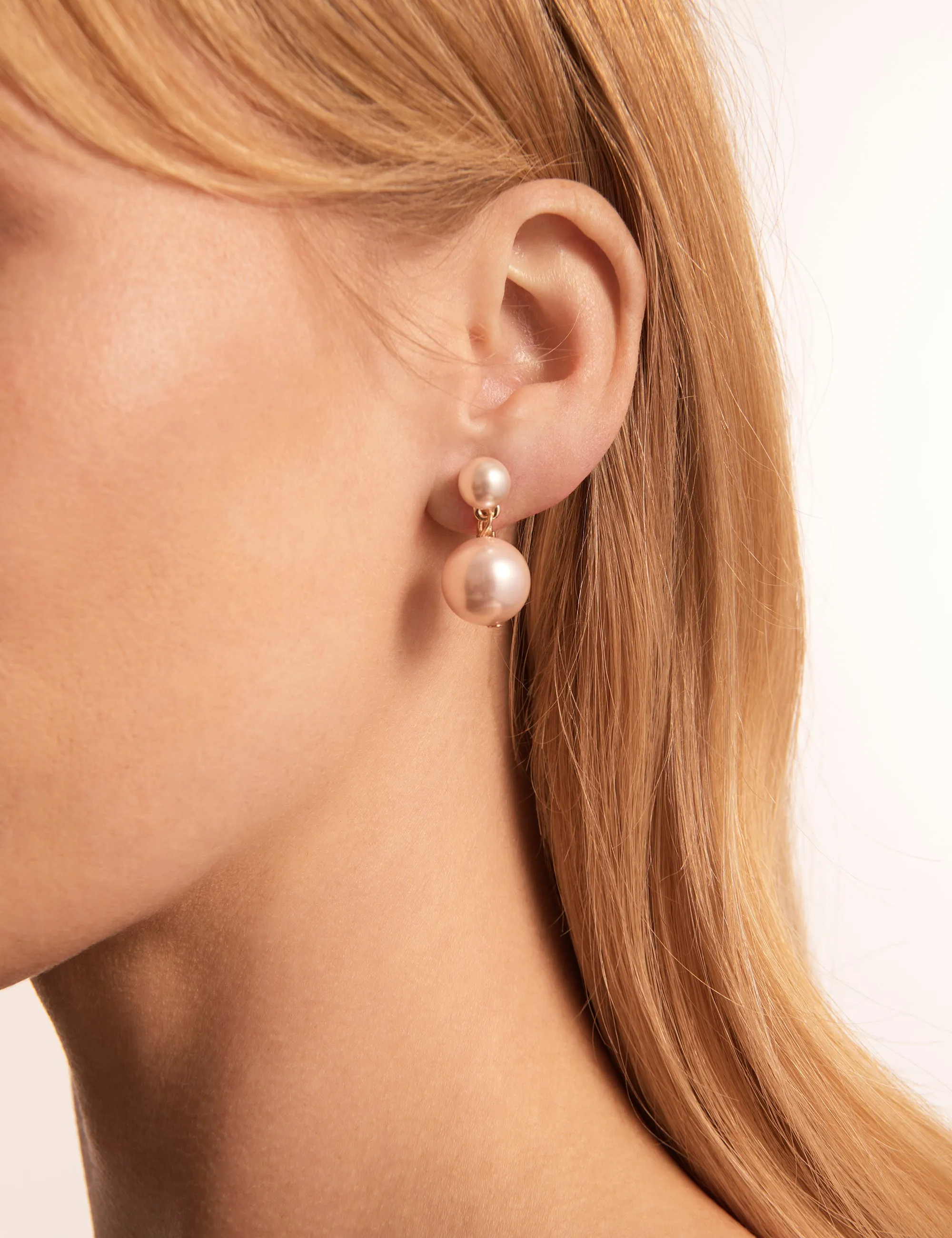 DUO DROP PEARL CLIP ON EARRINGS