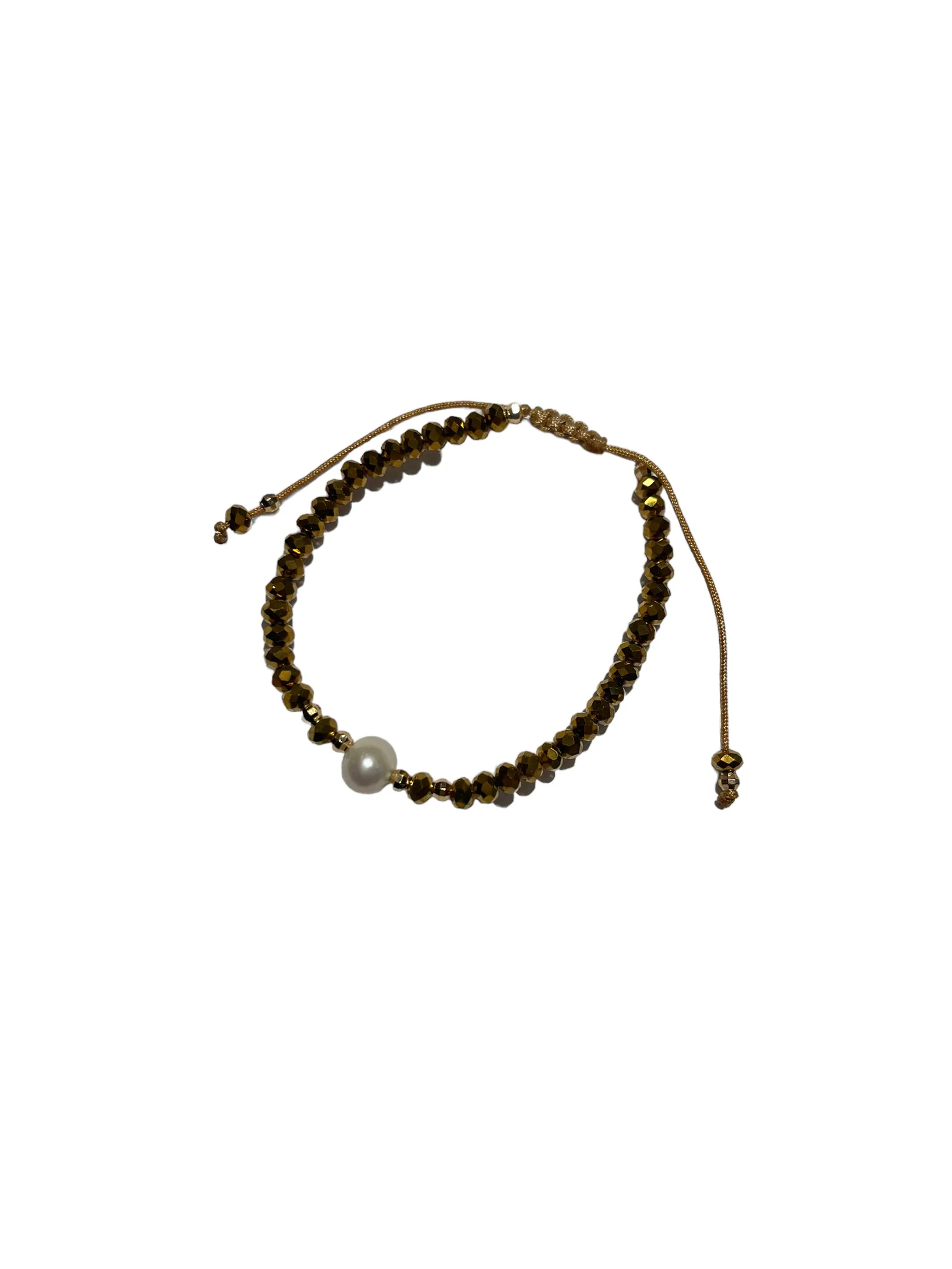 E-HC DESIGNS- Pearl with Crystals Adjustable Bracelets (More colors available)