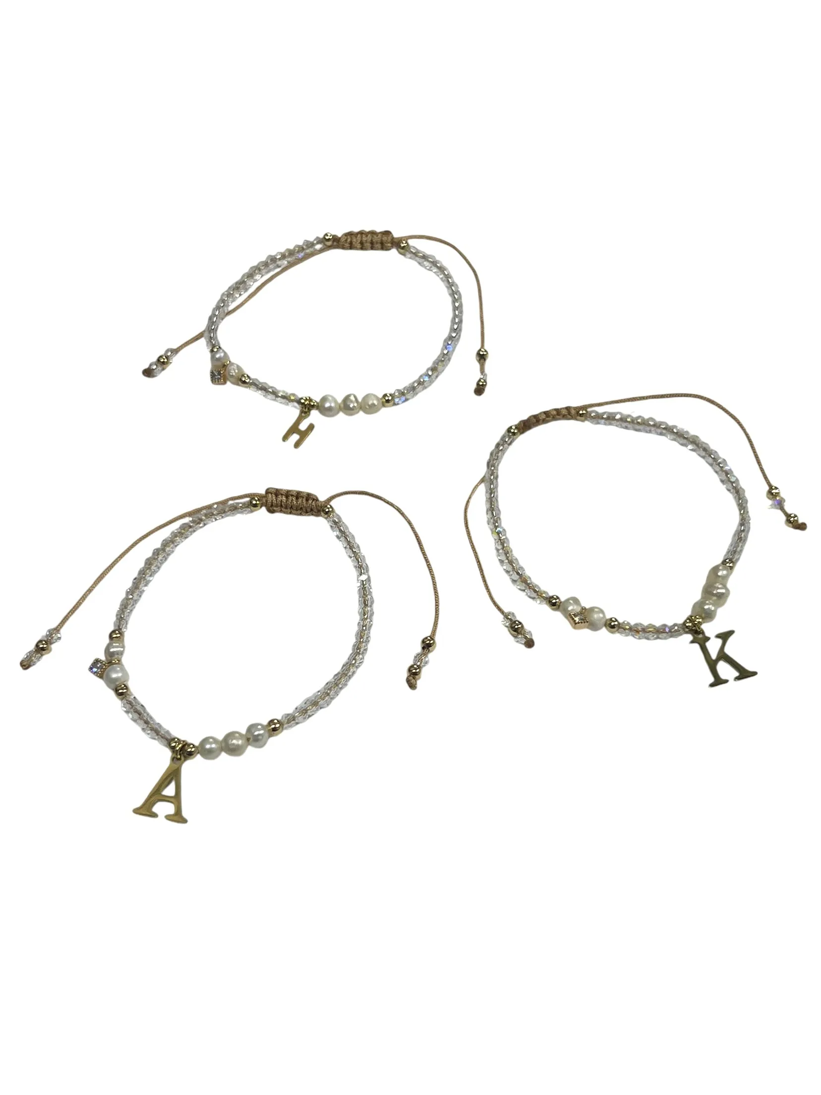 E-HC DESIGNS- Translucent Adjustable Bracelet with Initial