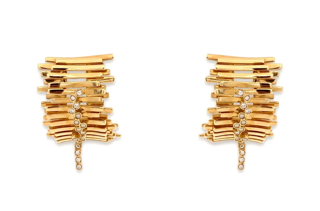 Earrings 18kt Gold Studs & Round Diamonds Drop