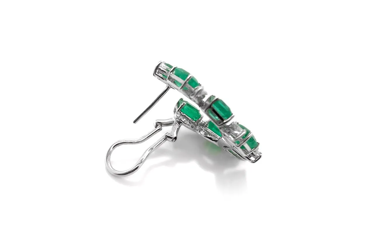 Earrings 18kt White Gold Look-At-Me Emeralds & Diamonds