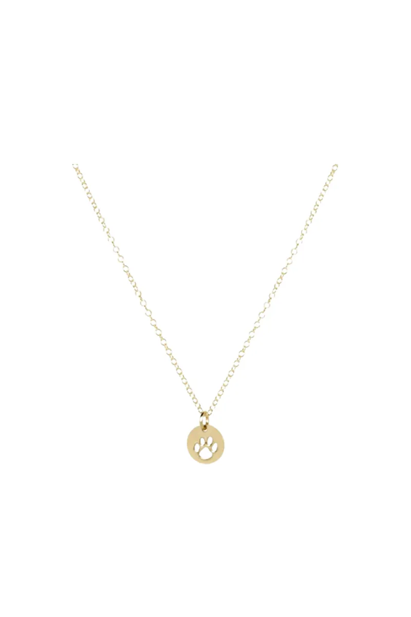 egirl 14" Necklace Gold - Paw Print Small Gold Disc