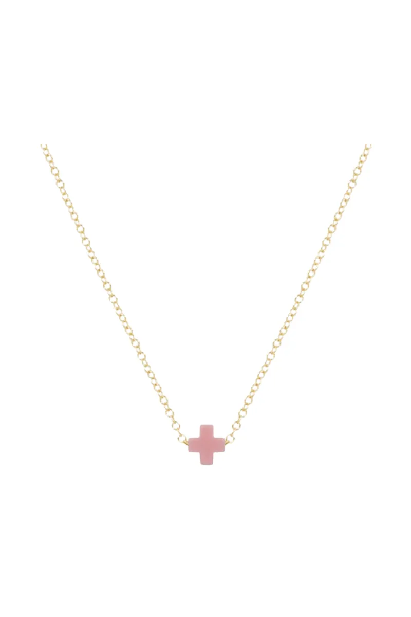 egirl 14" Necklace Gold - Signature Cross Small Pink