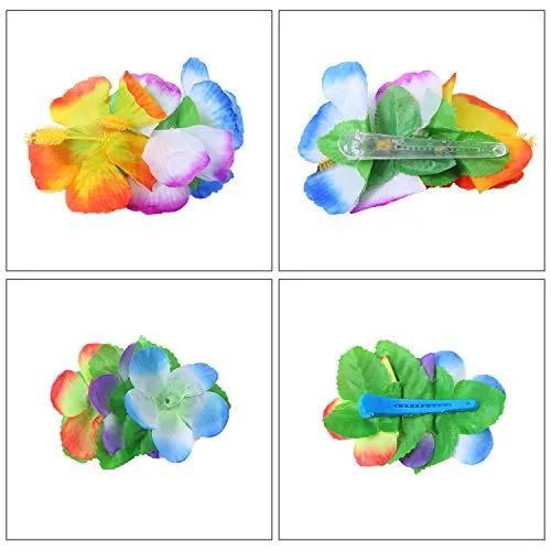 Elcoho 8 Pieces Grass Skirt Sunglasses Leis Necklace Bracelet Set Luau Decorations for Kids and Adults