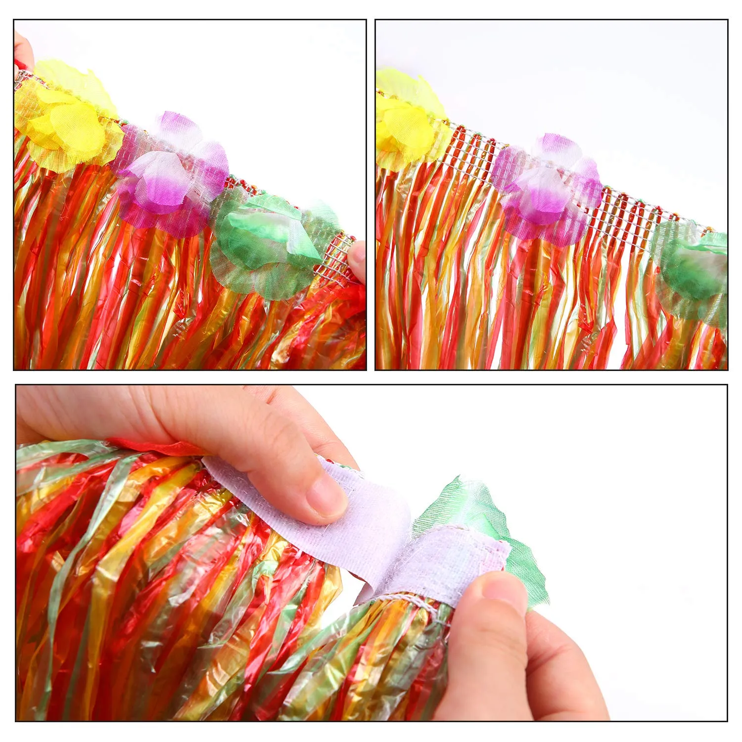 Elcoho 8 Pieces Grass Skirt Sunglasses Leis Necklace Bracelet Set Luau Decorations for Kids and Adults