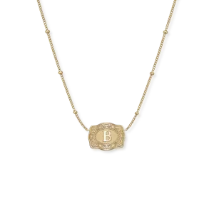 Embossed Initial Ultra Mini Belt Buckle Necklace