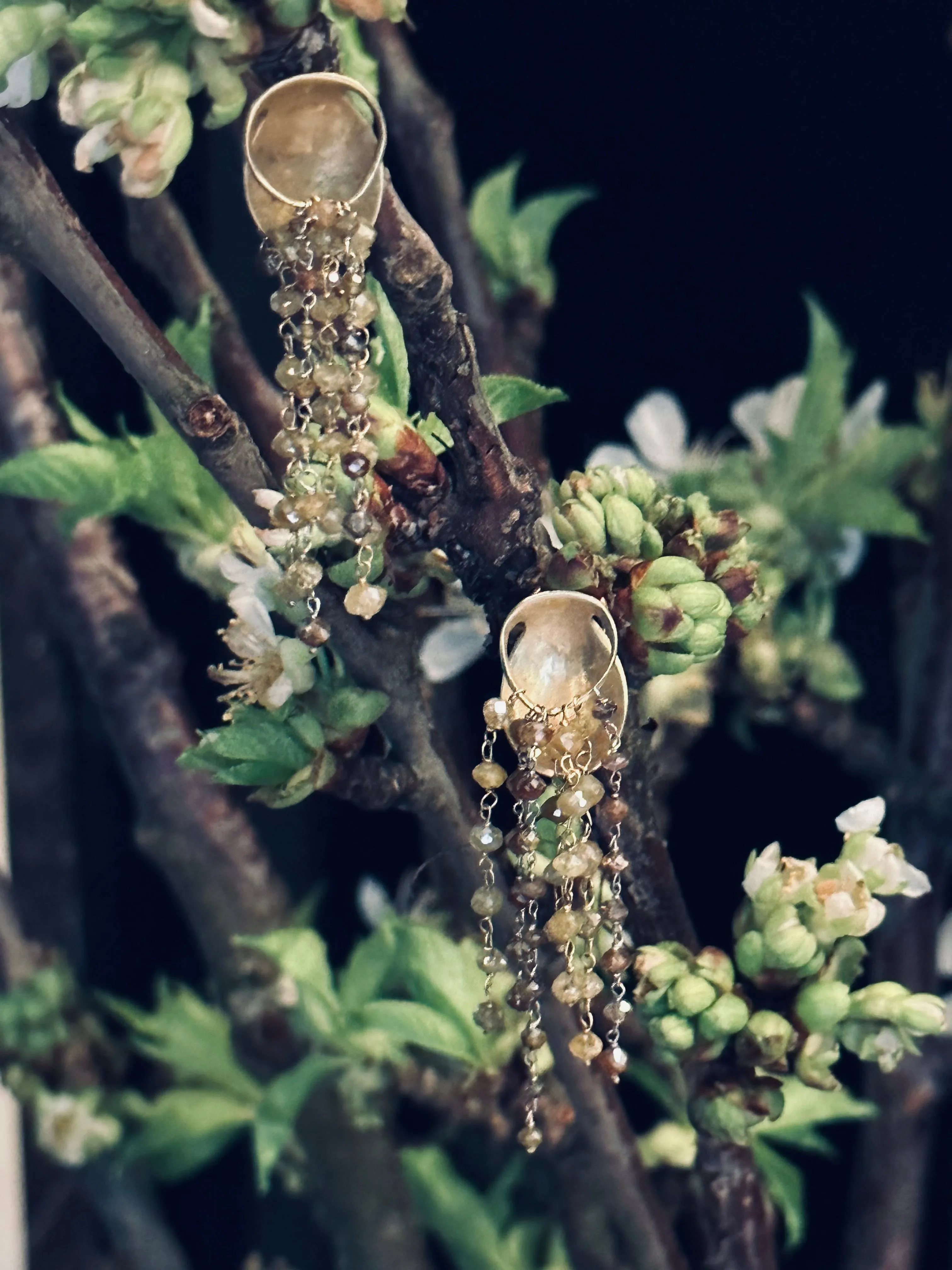 Embrace Clip Earrings with Yellow & Green Diamonds