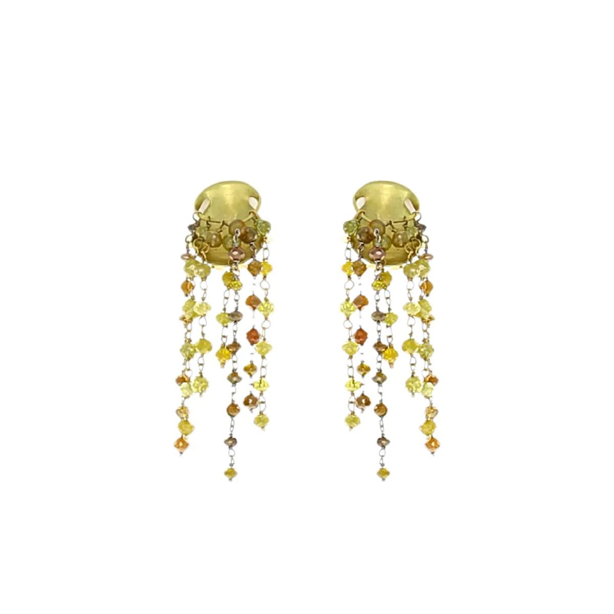 Embrace Clip Earrings with Yellow & Green Diamonds
