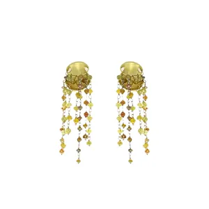 Embrace Clip Earrings with Yellow & Green Diamonds