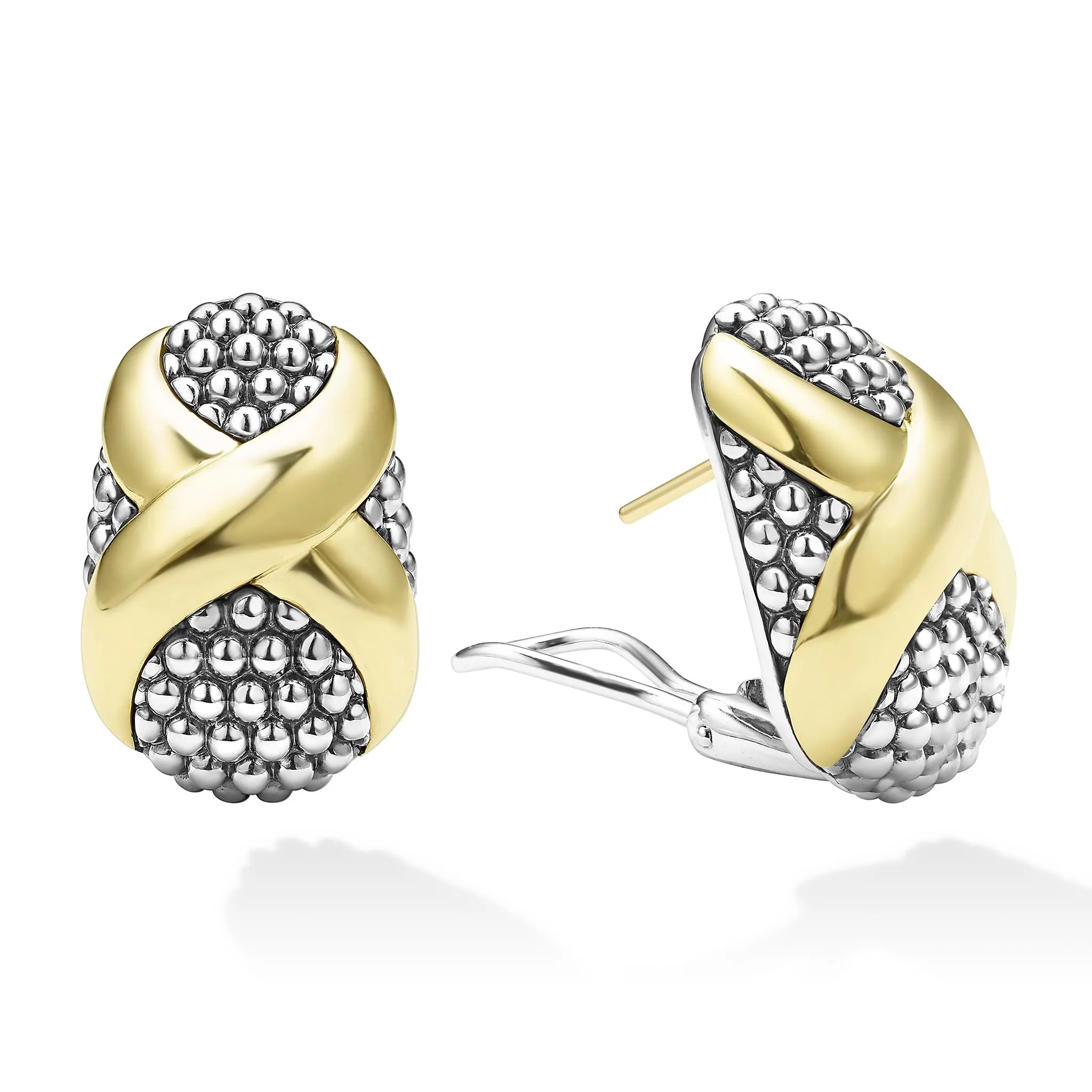 Embrace Two-Tone X Omega Clip Earrings