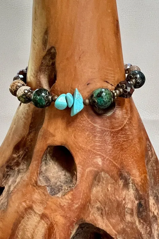 Emmie Bronze and Multi Stone Bead Bracelet