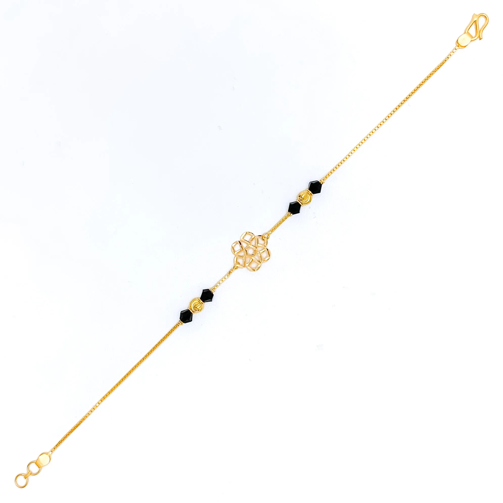 Ethereal Bespoke 22k Gold Black Bead Bracelet