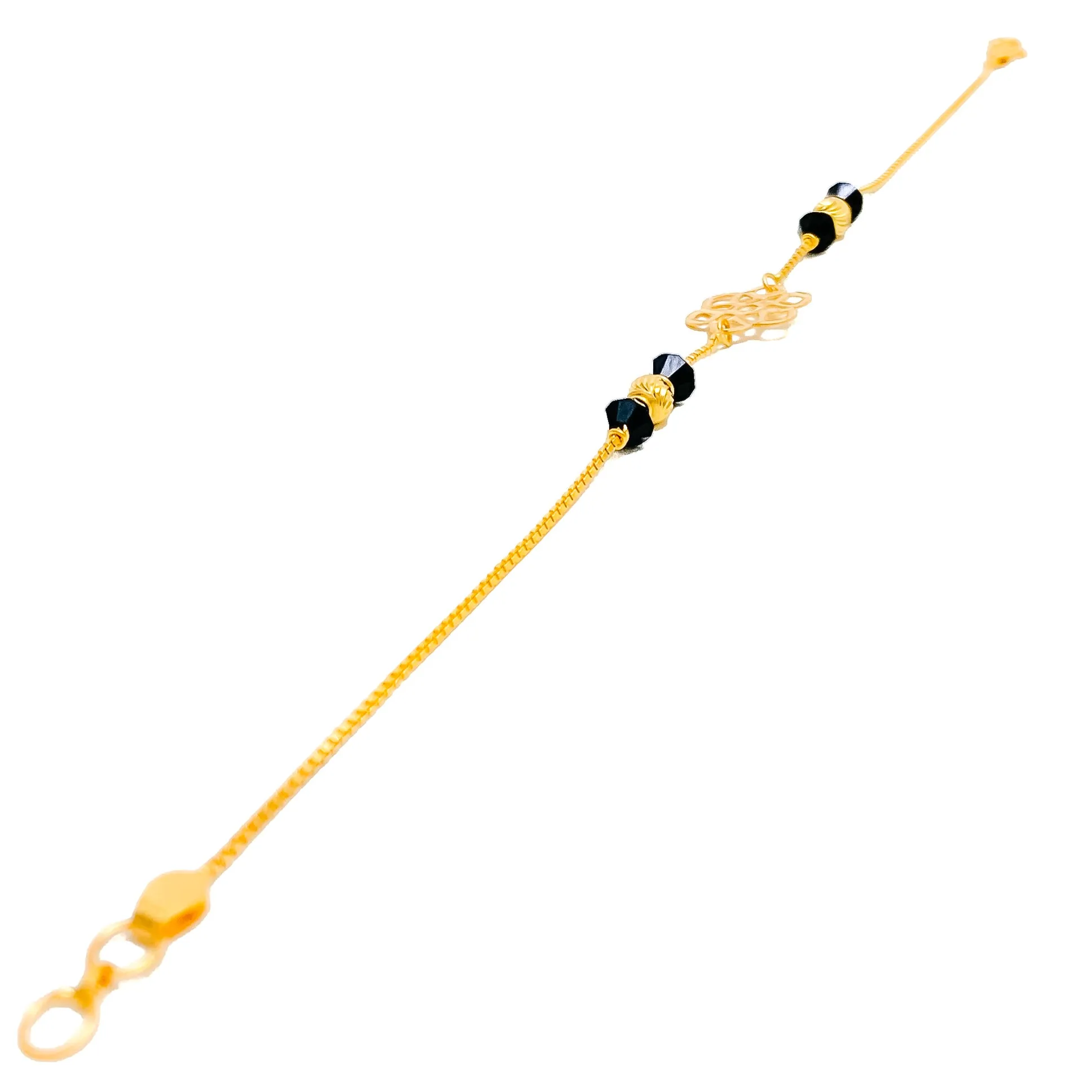 Ethereal Bespoke 22k Gold Black Bead Bracelet