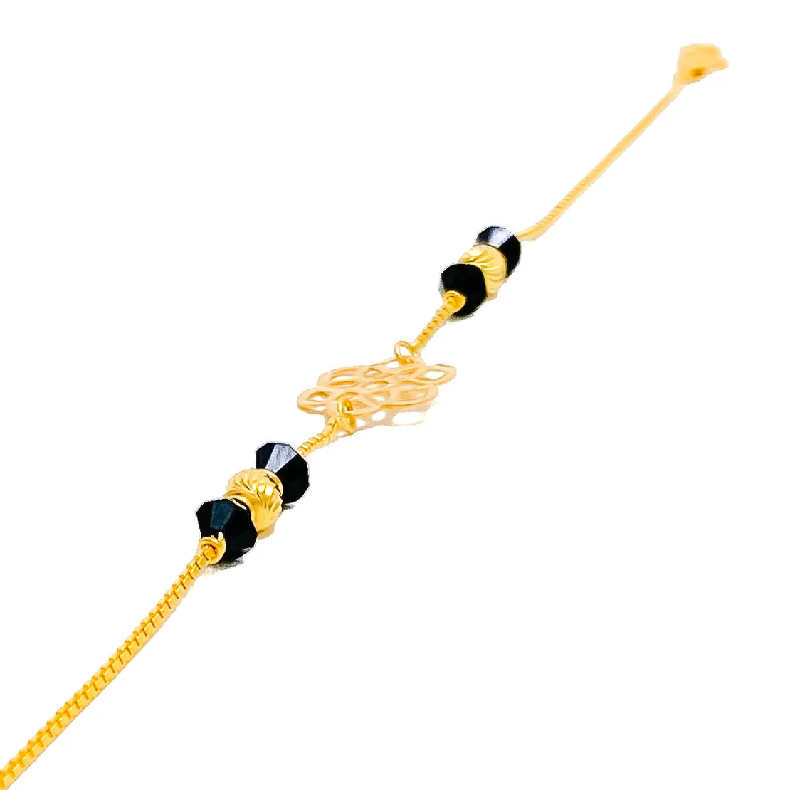 Ethereal Bespoke 22k Gold Black Bead Bracelet