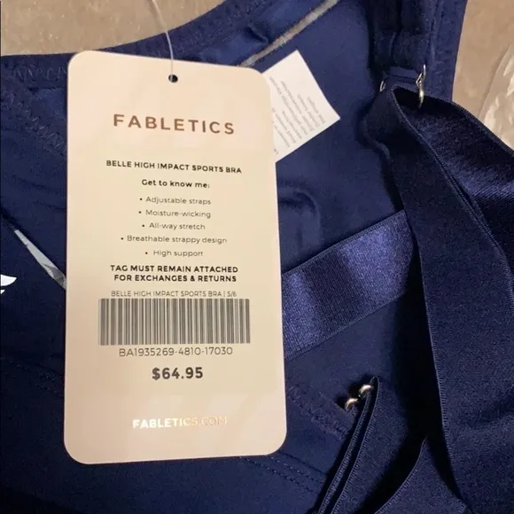 Fabletics Belle high impact sports bra, navy, S