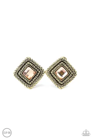 Fashion Square Brass Paparazzi Clip-On Earrings