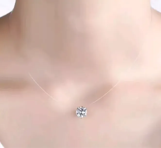 Fishing Line Invisible Necklace Cubic Zirconia Necklace Jewelry Free Shipping