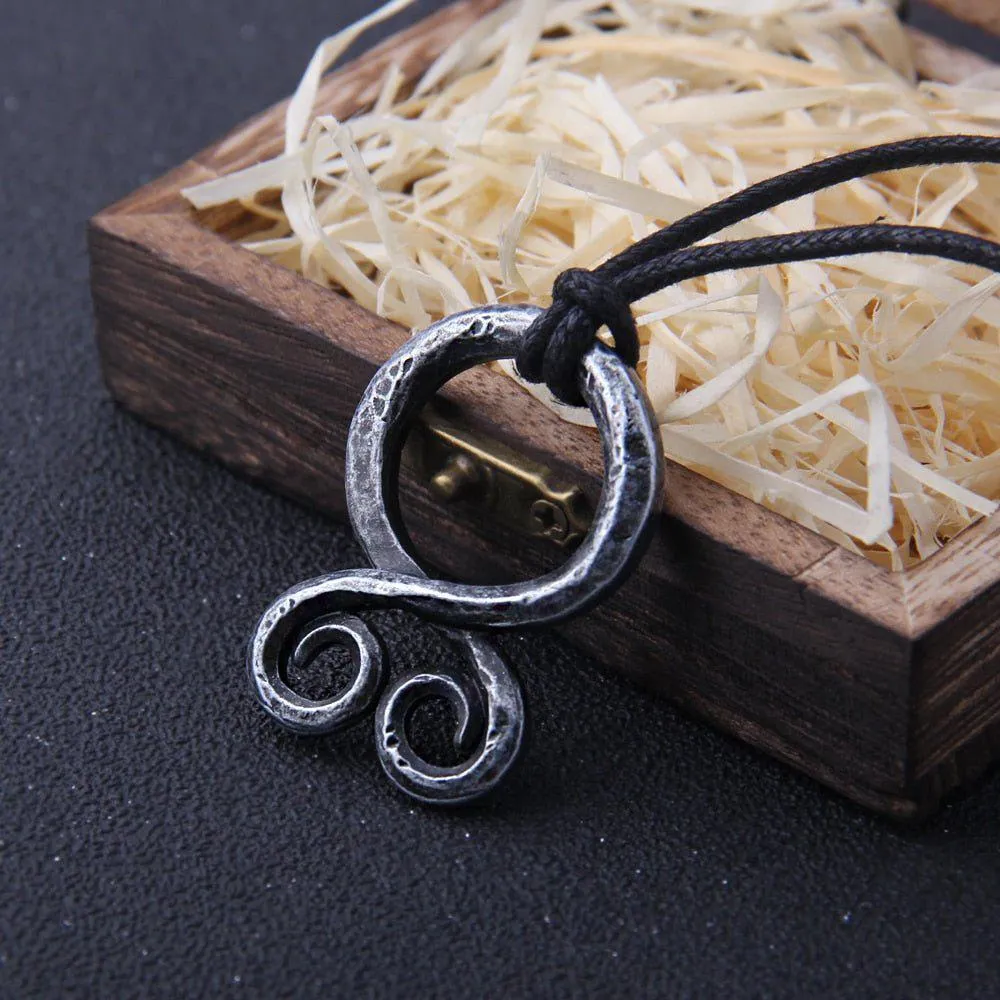 Forged Iron Antiqued Troll Cross Pendant Necklace