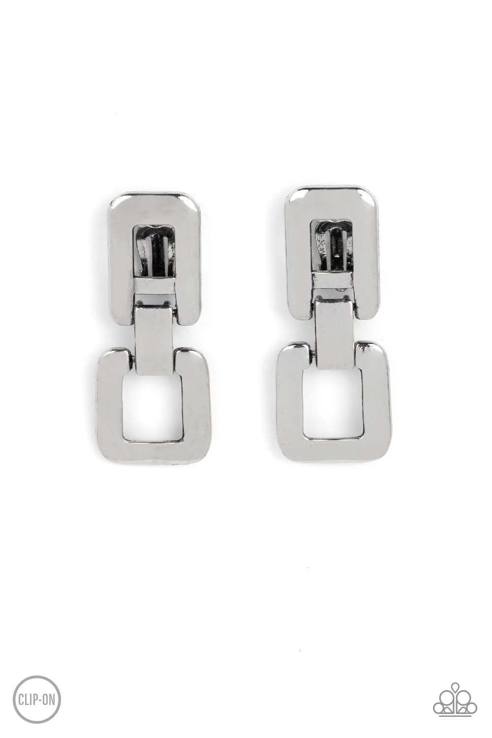 FRAME-ous Last Words - Silver Clip-On Earring