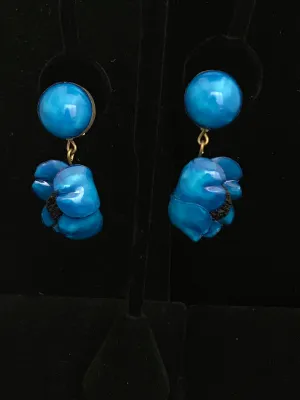 French Resin Dangling Folded Poppy Earrings