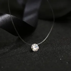 FYM 9 colors Dazzling Zircon Necklace Invisible Transparent Fishing Line Simple Pendant Necklace Jewelry for women party