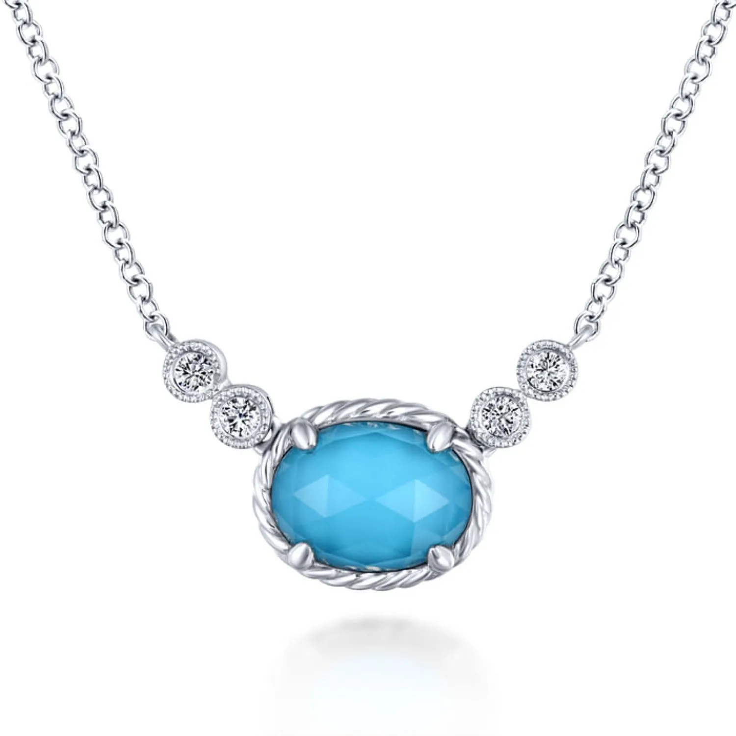 Gabriel & Co. Turquoise and Rock Crystal Diamond Pendant