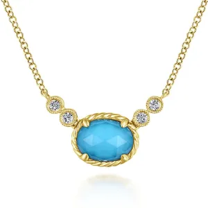 Gabriel & Co. Turquoise and Rock Crystal Diamond Pendant