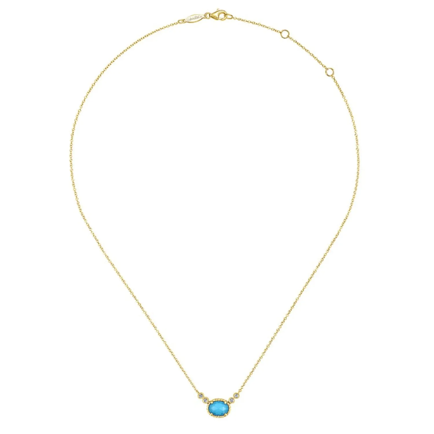 Gabriel & Co. Turquoise and Rock Crystal Diamond Pendant