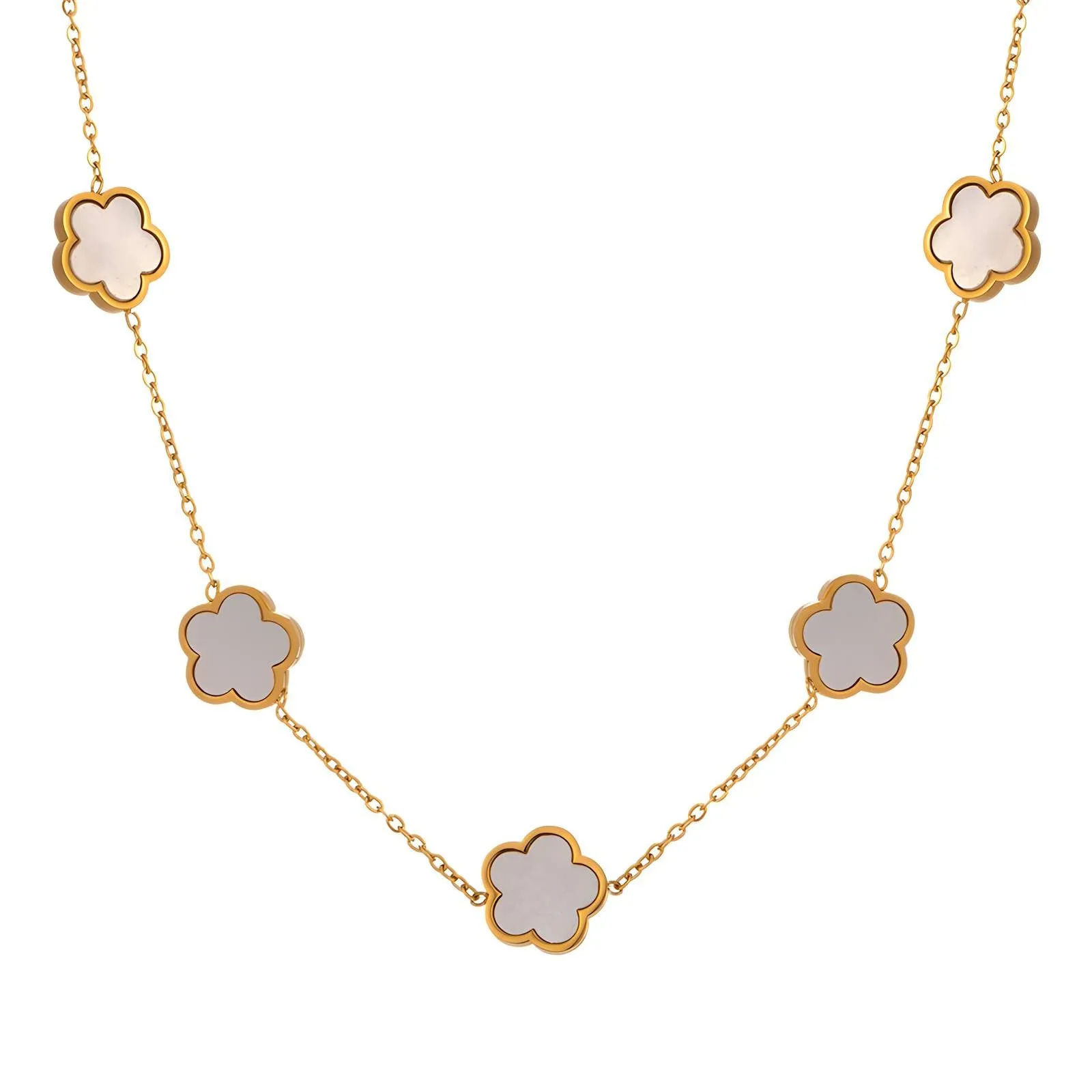 Garden Flower Meadow Necklace in 18K Gold Plated Steel