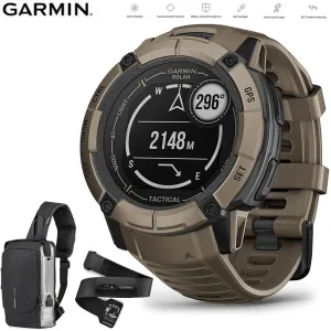 Garmin Instinct 2X Solar GPS Smartwatch Tan   Backpack & Heart Rate Strap XS-S