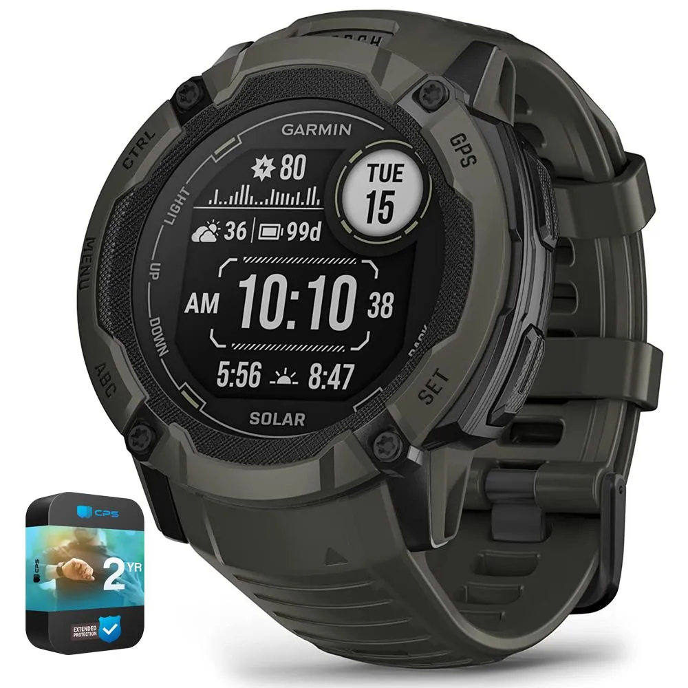 Garmin Instinct 2X Solar Rugged GPS Smartwatch Moss with 2 Year Warranty