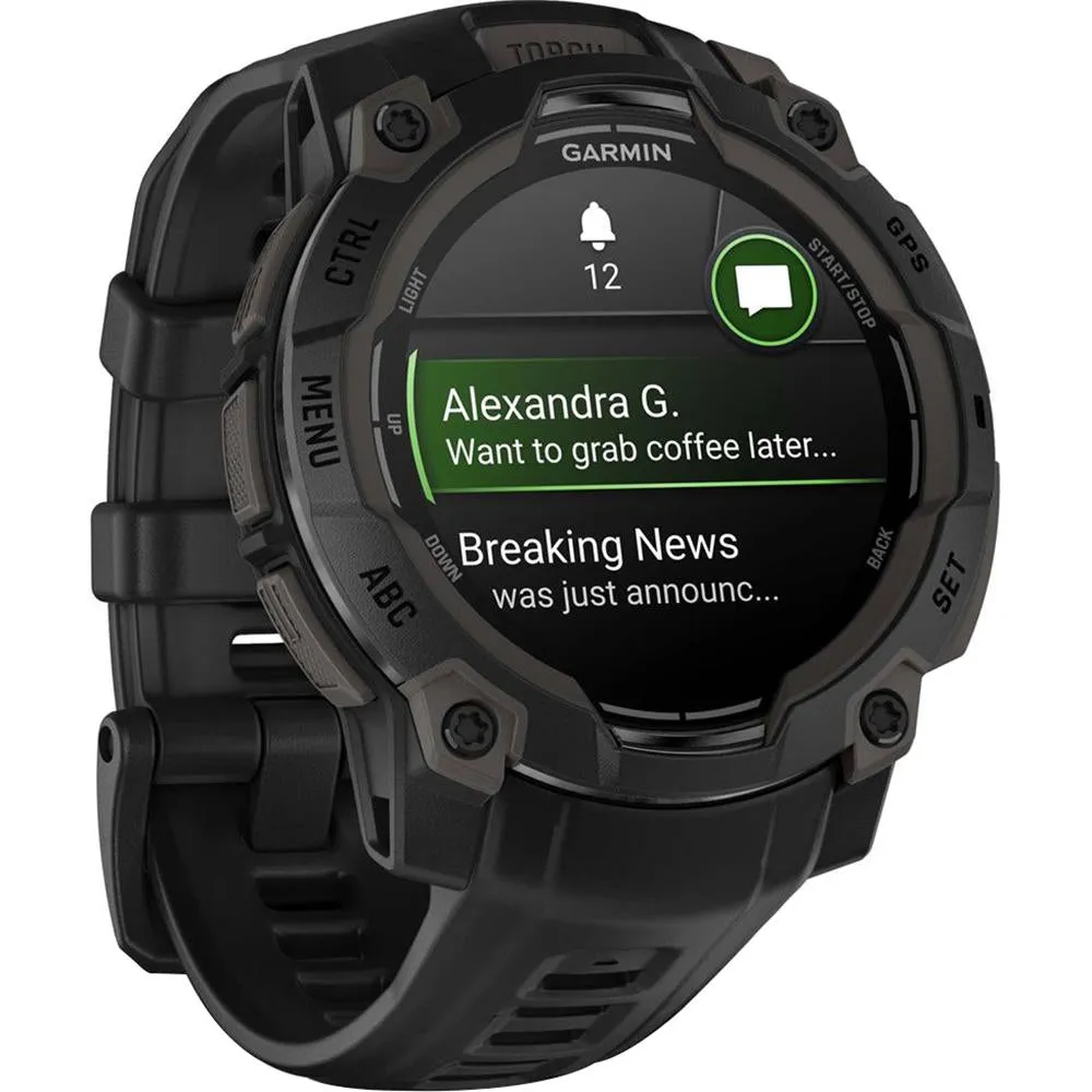 Garmin Instinct 3 - 45 mm GPS Smartwatch AMOLED Black with Charging Dock Bundle