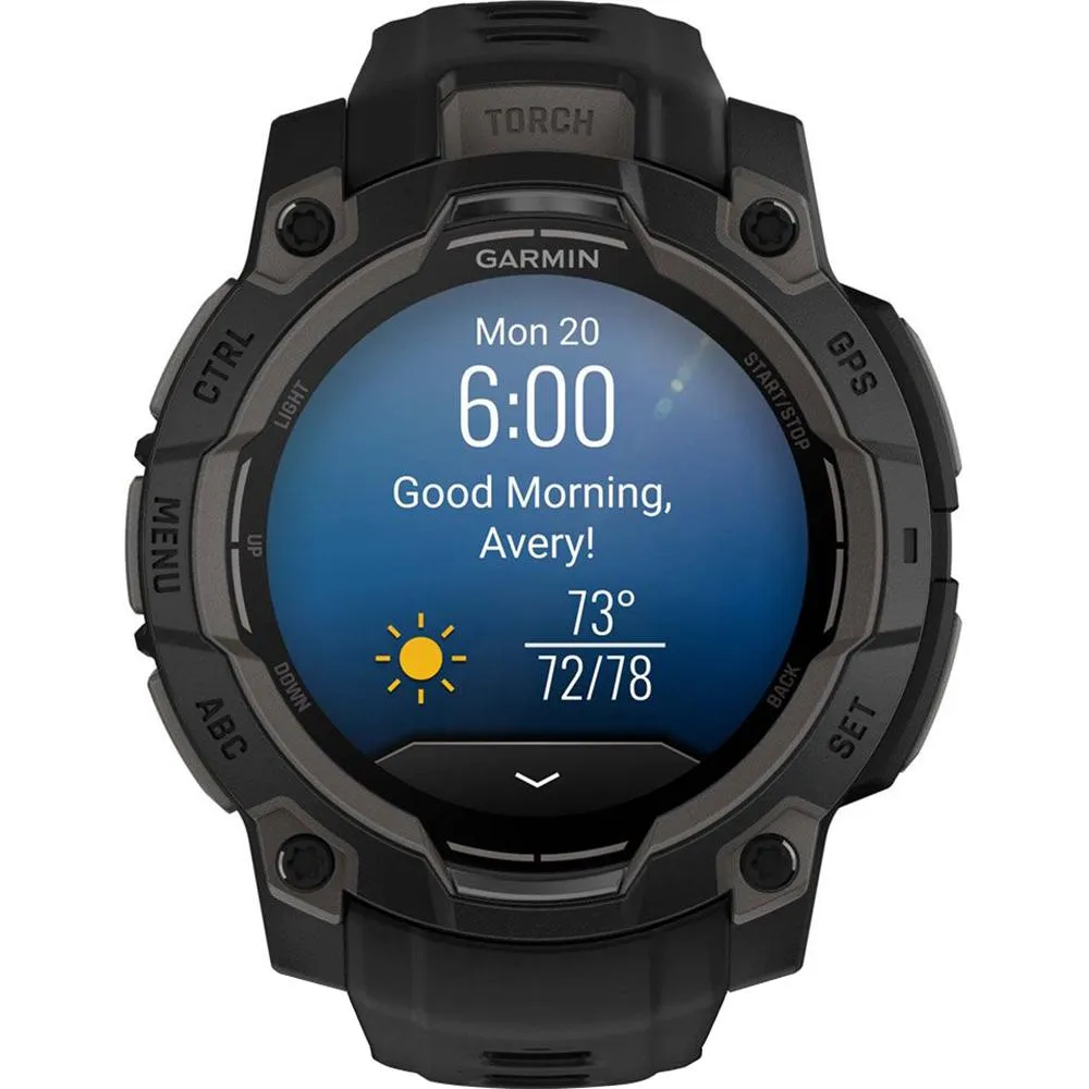 Garmin Instinct 3 - 45 mm GPS Smartwatch AMOLED Black with Charging Dock Bundle