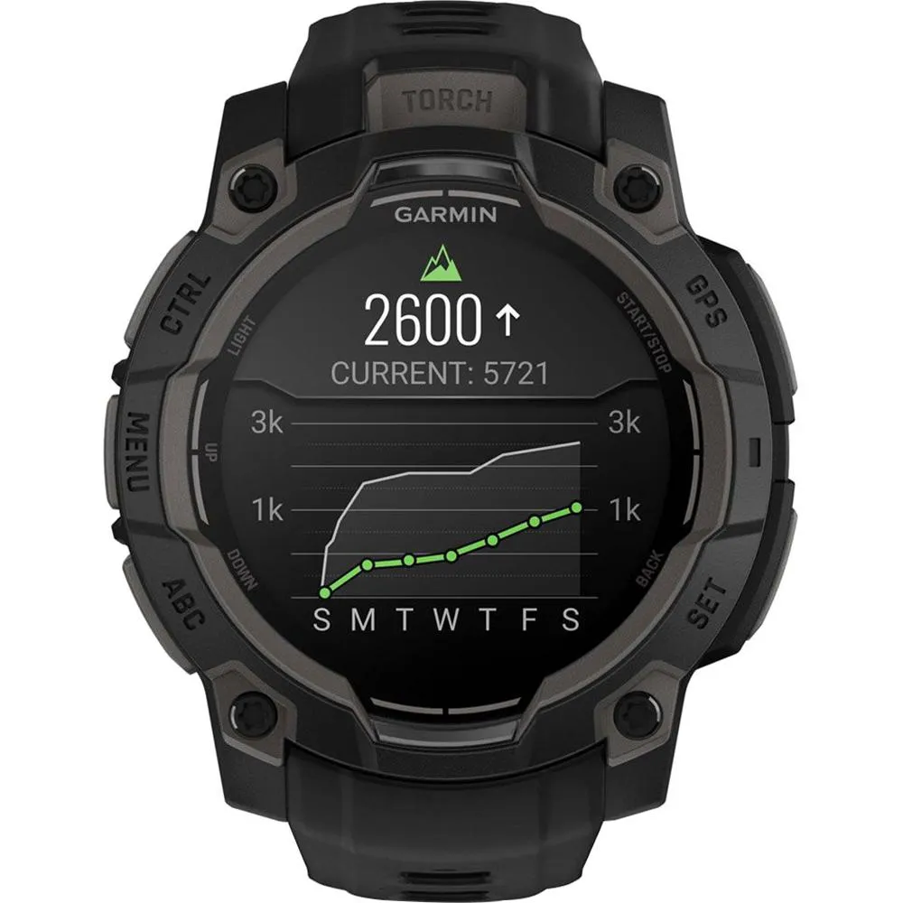 Garmin Instinct 3 45mm Outdoor GPS Smartwatch, AMOLED, Black w/ HRM 200 (XS-S) Bundle