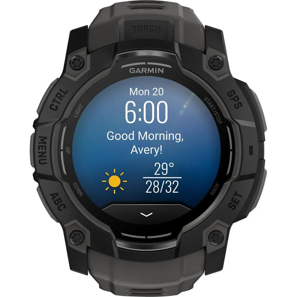 Garmin Instinct 3 - 50 mm GPS Smartwatch, AMOLED   Charging Dock   Protector Bundle