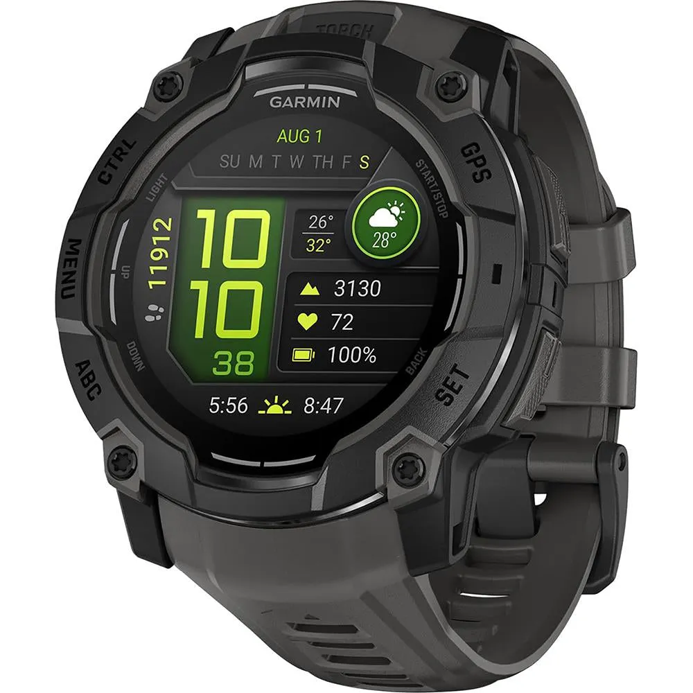 Garmin Instinct 3 - 50 mm GPS Smartwatch, AMOLED   Charging Dock   Protector Bundle