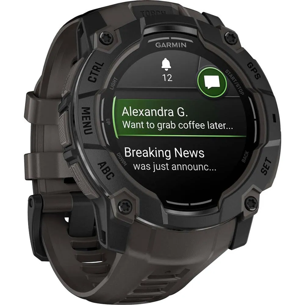 Garmin Instinct 3 - 50 mm GPS Smartwatch, AMOLED   Charging Dock   Protector Bundle