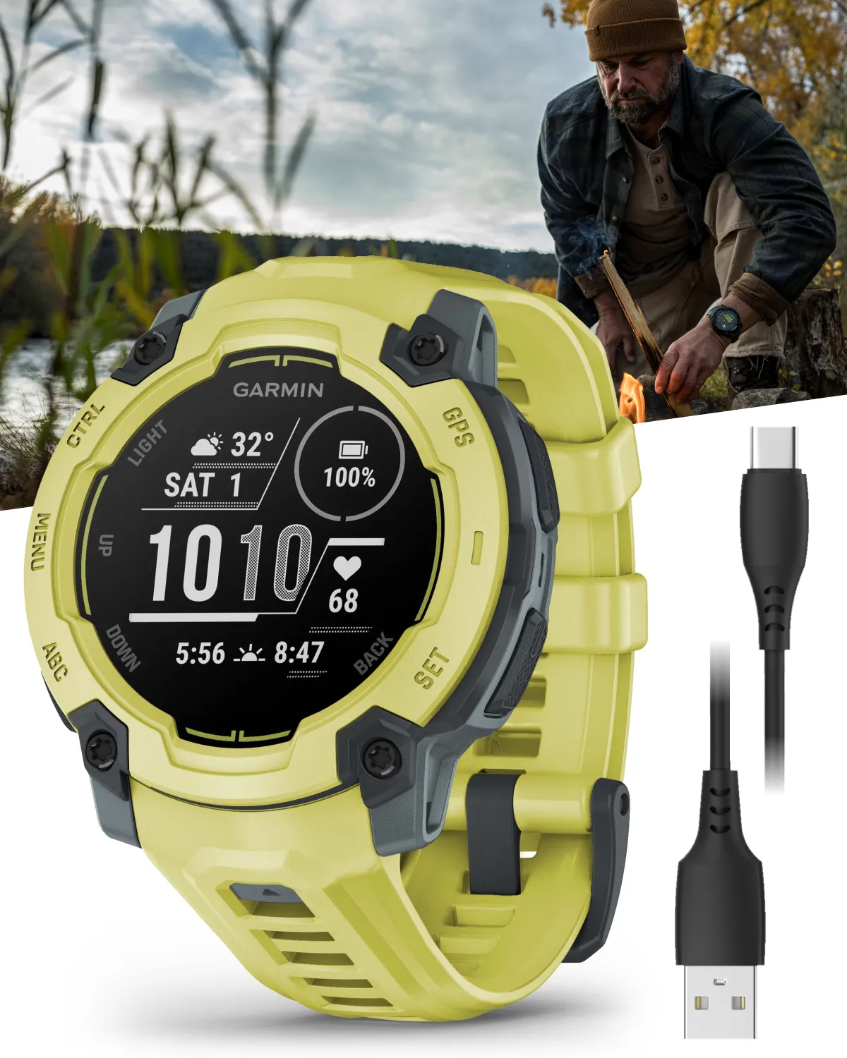 Garmin Instinct E Smartwatch, MIP Display, GPS, Cardio, SpO2,  70 Sports Apps, Training Readiness, Activity Tracker 24/7, Notifications, Connect IQ, Wearable4U