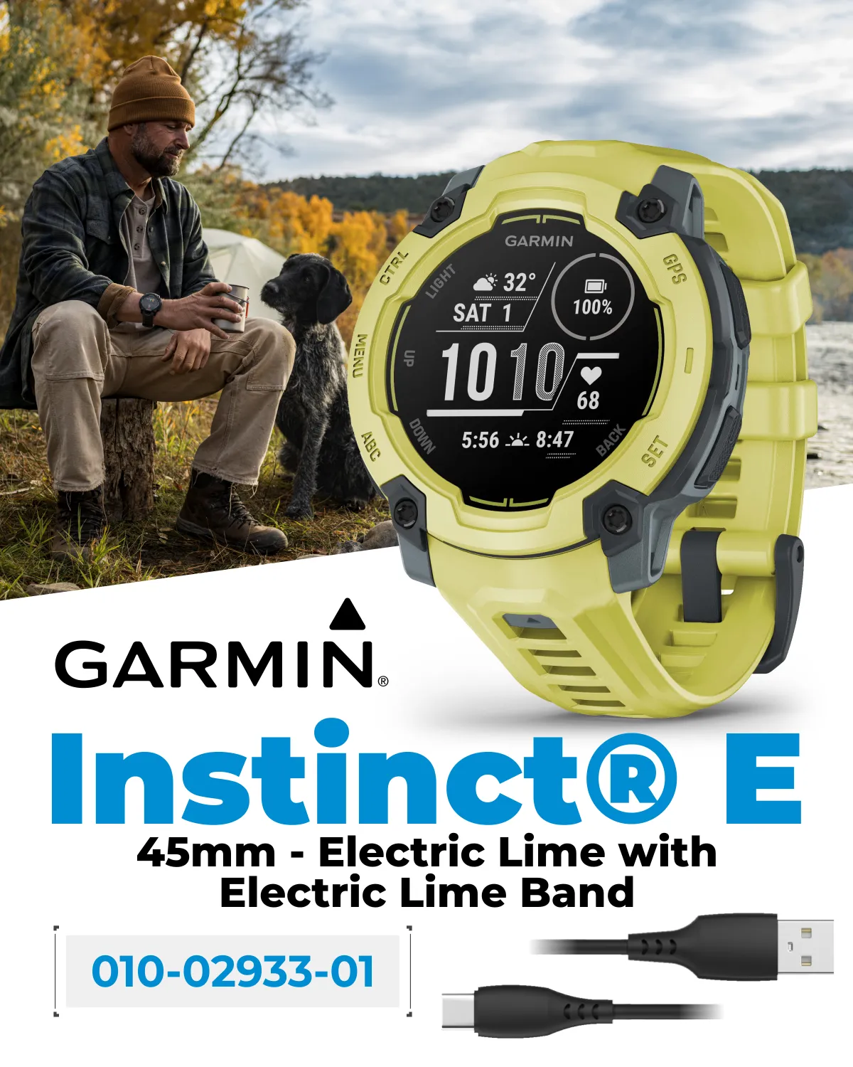 Garmin Instinct E Smartwatch, MIP Display, GPS, Cardio, SpO2,  70 Sports Apps, Training Readiness, Activity Tracker 24/7, Notifications, Connect IQ, Wearable4U
