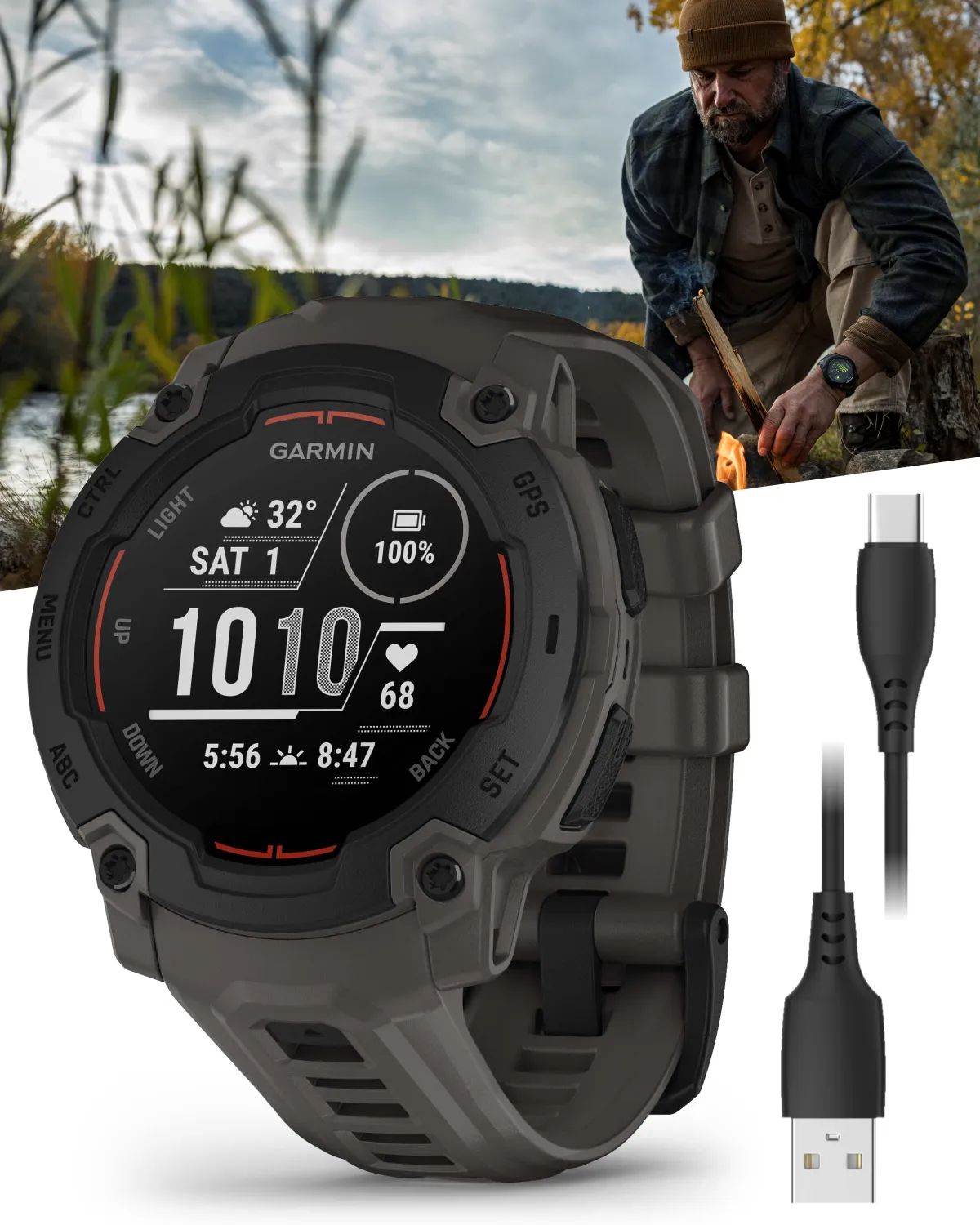 Garmin Instinct E Smartwatch, MIP Display, GPS, Cardio, SpO2,  70 Sports Apps, Training Readiness, Activity Tracker 24/7, Notifications, Connect IQ, Wearable4U