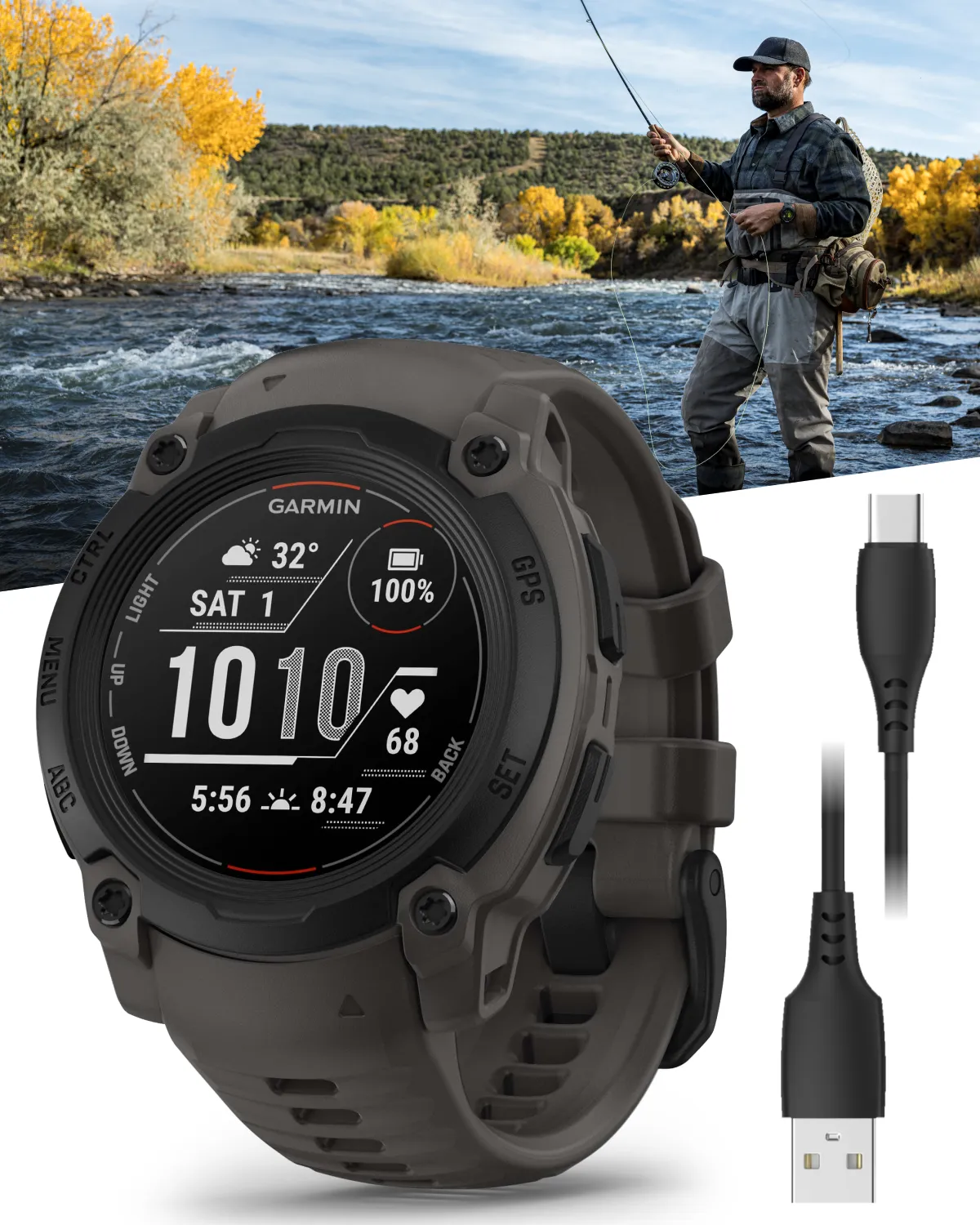 Garmin Instinct E Smartwatch, MIP Display, GPS, Cardio, SpO2,  70 Sports Apps, Training Readiness, Activity Tracker 24/7, Notifications, Connect IQ, Wearable4U